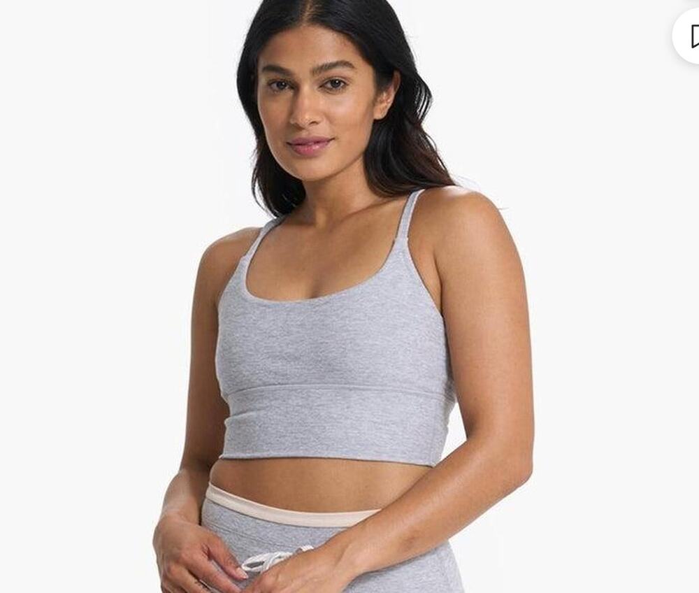 Vuori Long Line Elevation Bra Womens Small Grey Heather VW1008 Criss Cross Back